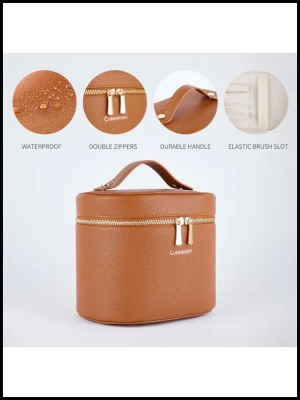 Large Makeup Bag Organizer, PU Leather Cosmetic Case with Removable Dividers,
